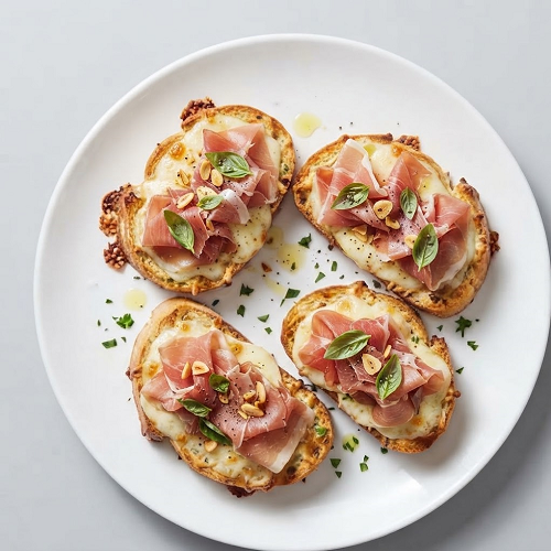Garlic Bread, Cheese & Ham Bruschetta 