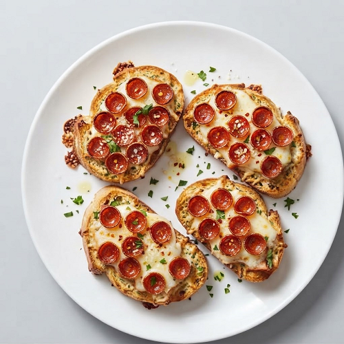 Garlic Bread, Cheese & Pepperoni Bruschetta 